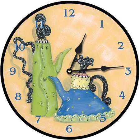 CLOCK CREATIONS 15 in. Whimsical Tea Pots Round Clock CL1097610